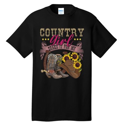 Shakes It For Me Country Music Cowgirl Boots Sunflower Tall T-Shirt