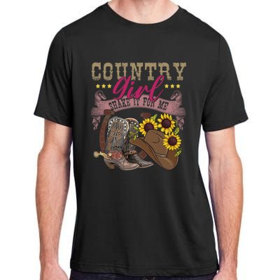 Shakes It For Me Country Music Cowgirl Boots Sunflower Adult ChromaSoft Performance T-Shirt