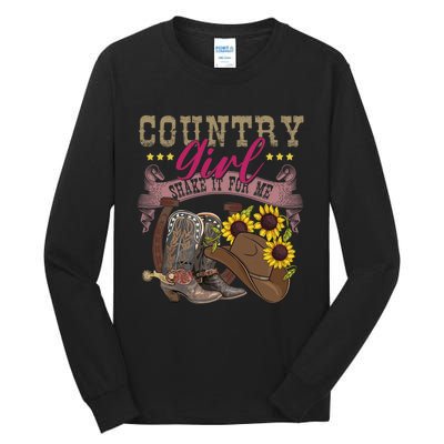 Shakes It For Me Country Music Cowgirl Boots Sunflower Tall Long Sleeve T-Shirt