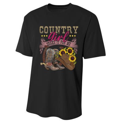 Shakes It For Me Country Music Cowgirl Boots Sunflower Performance Sprint T-Shirt