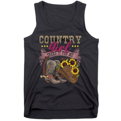 Shakes It For Me Country Music Cowgirl Boots Sunflower Tank Top