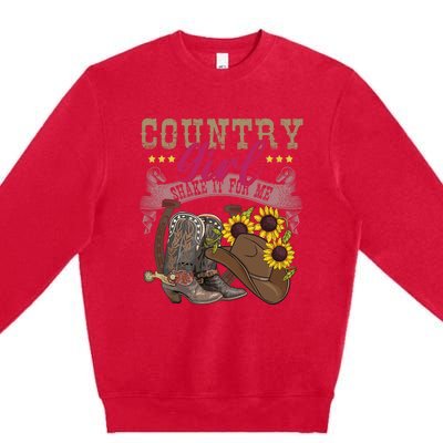 Shakes It For Me Country Music Cowgirl Boots Sunflower Premium Crewneck Sweatshirt