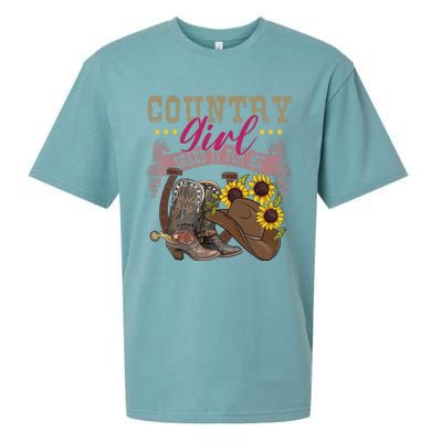 Shakes It For Me Country Music Cowgirl Boots Sunflower Sueded Cloud Jersey T-Shirt