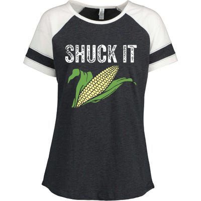 Shuck It Funny Farmer Corn Lover Market Festival Gift Enza Ladies Jersey Colorblock Tee