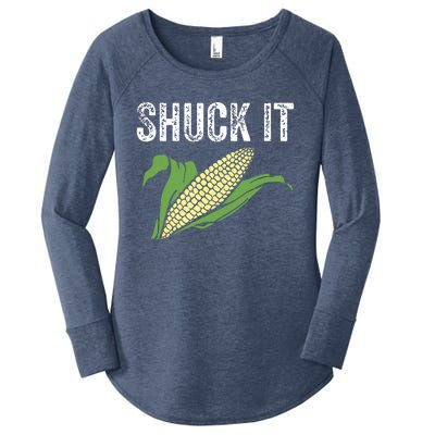 Shuck It Funny Farmer Corn Lover Market Festival Gift Women's Perfect Tri Tunic Long Sleeve Shirt