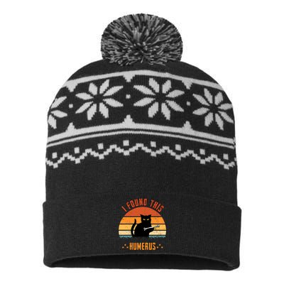 Scary I Found This Humerus Cat Black Humorous USA-Made Snowflake Beanie