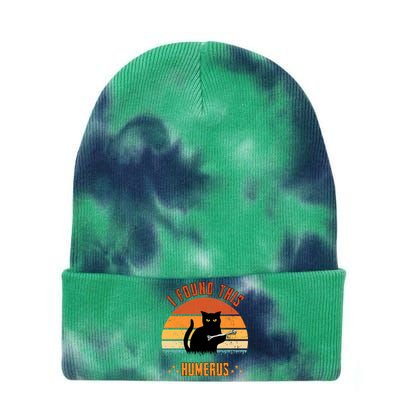 Scary I Found This Humerus Cat Black Humorous Tie Dye 12in Knit Beanie