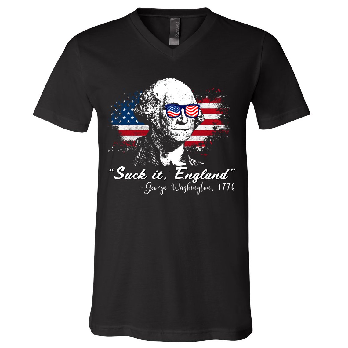 Suck It Funny England 4th Of July George Washington Funny V-Neck T-Shirt