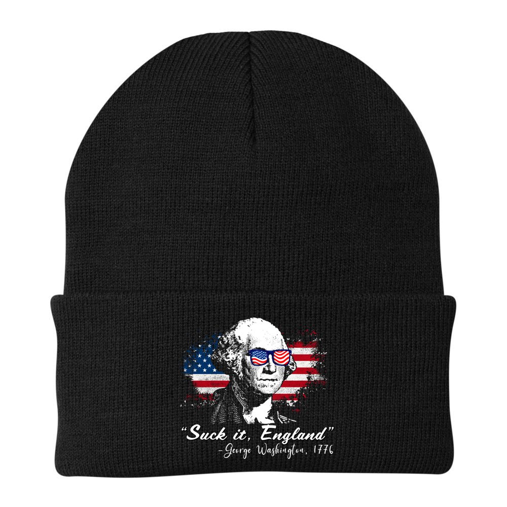 Suck It Funny England 4th Of July George Washington Funny Beanie