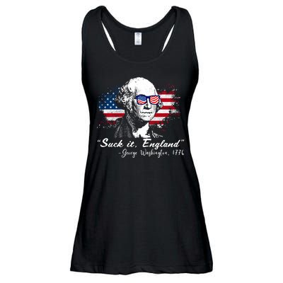 Suck It Funny England 4th Of July George Washington Funny Ladies Essential Flowy Tank