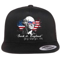 Suck It Funny England 4th Of July George Washington Funny Flat Bill Trucker Hat