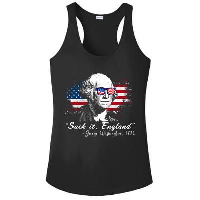 Suck It Funny England 4th Of July George Washington Funny Ladies PosiCharge Competitor Racerback Tank