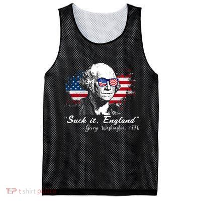 Suck It Funny England 4th Of July George Washington Funny Mesh Reversible Basketball Jersey Tank