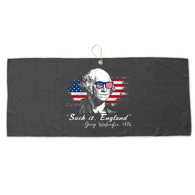 Suck It Funny England 4th Of July George Washington Funny Large Microfiber Waffle Golf Towel