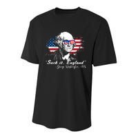 Suck It Funny England 4th Of July George Washington Funny Youth Performance Sprint T-Shirt