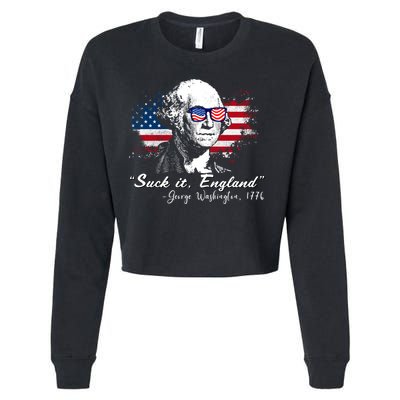 Suck It Funny England 4th Of July George Washington Funny Cropped Pullover Crew