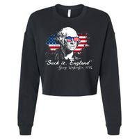 Suck It Funny England 4th Of July George Washington Funny Cropped Pullover Crew