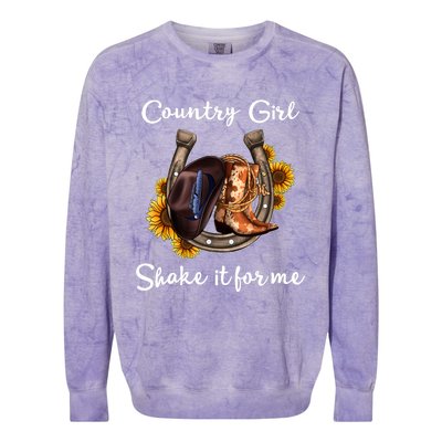 Shakes It For Me Country Music Cowgirl Boots Sunflower Colorblast Crewneck Sweatshirt