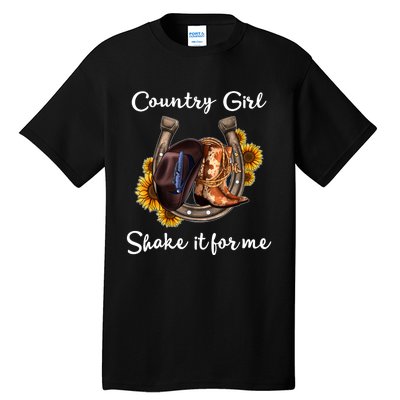 Shakes It For Me Country Music Cowgirl Boots Sunflower Tall T-Shirt