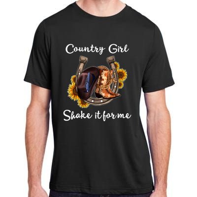 Shakes It For Me Country Music Cowgirl Boots Sunflower Adult ChromaSoft Performance T-Shirt