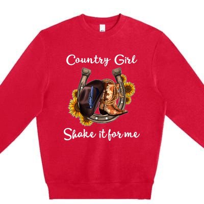 Shakes It For Me Country Music Cowgirl Boots Sunflower Premium Crewneck Sweatshirt