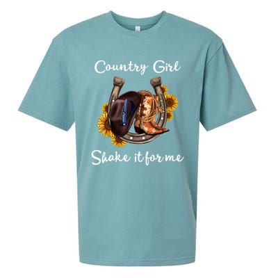 Shakes It For Me Country Music Cowgirl Boots Sunflower Sueded Cloud Jersey T-Shirt