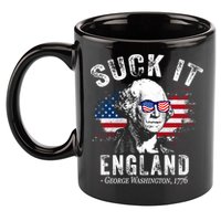 Suck It Funny England 4th Of July George Washington Funny 11oz C Handle Ceramic Mug