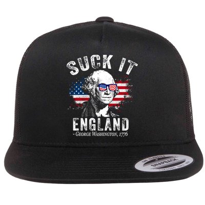 Suck It Funny England 4th Of July George Washington Funny Flatbill Hat