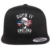Suck It Funny England 4th Of July George Washington Funny Flat Bill Trucker Hat
