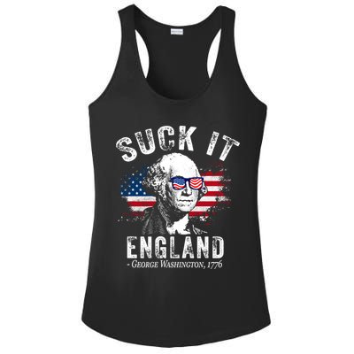 Suck It Funny England 4th Of July George Washington Funny Ladies PosiCharge Competitor Racerback Tank