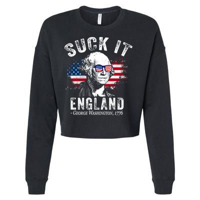 Suck It Funny England 4th Of July George Washington Funny Cropped Pullover Crew