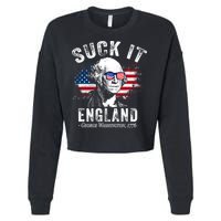 Suck It Funny England 4th Of July George Washington Funny Cropped Pullover Crew
