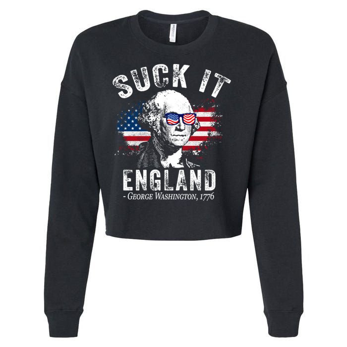 Suck It Funny England 4th Of July George Washington Funny Cropped Pullover Crew