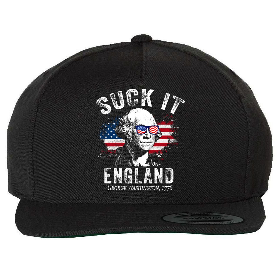 Suck It Funny England 4th Of July George Washington Funny Wool Snapback Cap