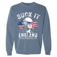 Suck It Funny England 4th Of July George Washington Funny Garment-Dyed Sweatshirt