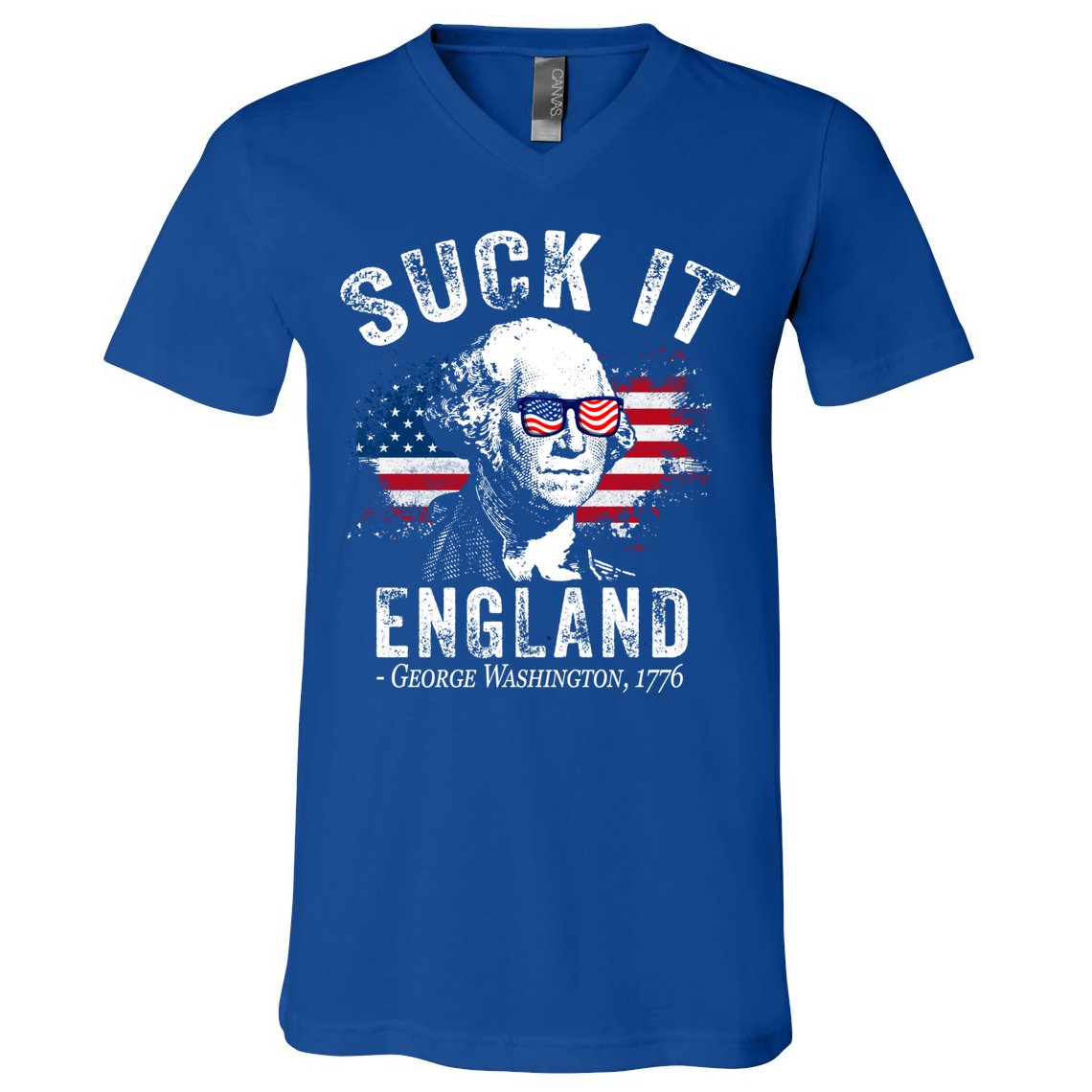 Suck It Funny England 4th Of July George Washington Funny V-Neck T-Shirt