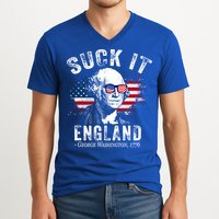 Suck It Funny England 4th Of July George Washington Funny V-Neck T-Shirt