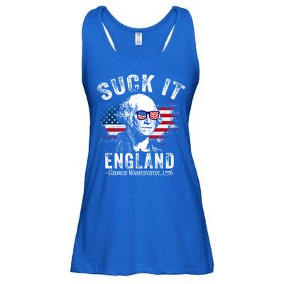 Suck It Funny England 4th Of July George Washington Funny Ladies Essential Flowy Tank