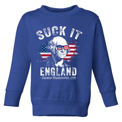 Suck It Funny England 4th Of July George Washington Funny Toddler Sweatshirt