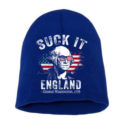 Suck It Funny England 4th Of July George Washington Funny Short Acrylic Beanie
