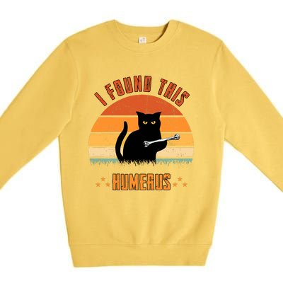 Scary I Found This Humerus Cat Black Humorous Premium Crewneck Sweatshirt