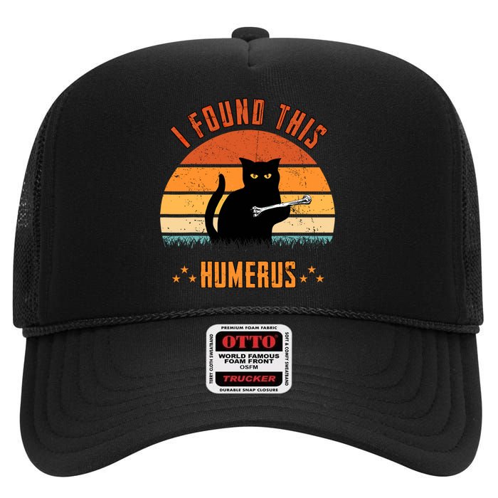 Scary I Found This Humerus Cat Black Humorous High Crown Mesh Back Trucker Hat