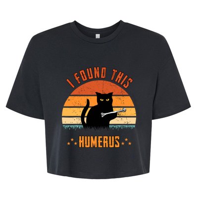 Scary I Found This Humerus Cat Black Humorous Bella+Canvas Jersey Crop Tee