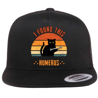 Scary I Found This Humerus Cat Black Humorous Flat Bill Trucker Hat