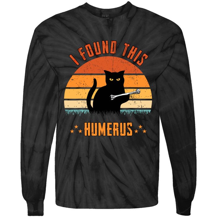 Scary I Found This Humerus Cat Black Humorous Tie-Dye Long Sleeve Shirt