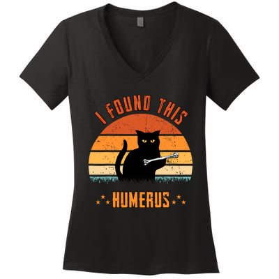 Scary I Found This Humerus Cat Black Humorous Women's V-Neck T-Shirt