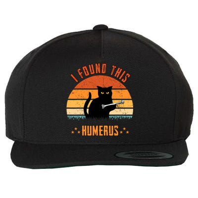 Scary I Found This Humerus Cat Black Humorous Wool Snapback Cap