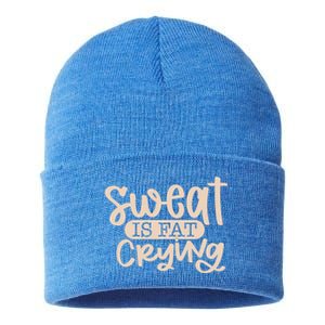 Sweat Is Fat Crying Bodybuiling Gift Sustainable Knit Beanie