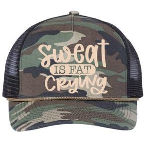 Sweat Is Fat Crying Bodybuiling Gift Retro Rope Trucker Hat Cap