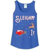 Sleighin It Funny Christmas Pun Sleighing Santa Sleigh Xmas Gift Ladies Essential Tank